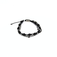 Herrenarmband 4-reihig | schwarz-silber 0