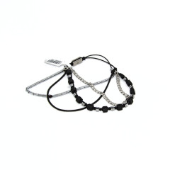 Herrenarmband 4-reihig | schwarz-silber 1