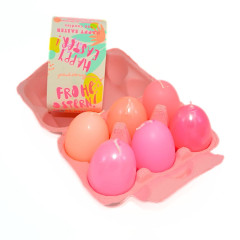 knallbunte Eierkerzen im 6er Karton | pink-rosa 0